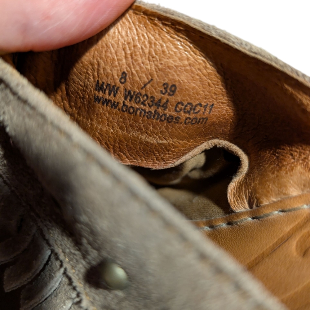 Born Tancy Mule Women's Size 8 US Taupe With Fringe, Studs Suede Leather - Picture 9 of 12